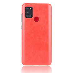 Coque Luxe Cuir Housse Etui pour Samsung Galaxy A21s Rouge