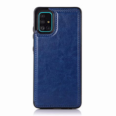 Coque Luxe Cuir Housse Etui pour Samsung Galaxy A51 5G Bleu