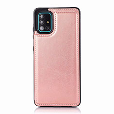 Coque Luxe Cuir Housse Etui pour Samsung Galaxy A51 5G Or Rose