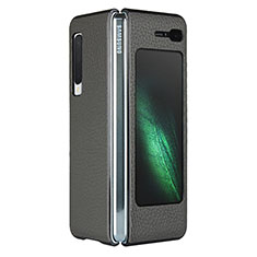 Coque Luxe Cuir Housse Etui pour Samsung Galaxy Fold Gris