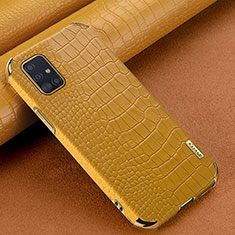 Coque Luxe Cuir Housse Etui pour Samsung Galaxy M40S Jaune