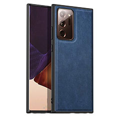 Coque Luxe Cuir Housse Etui pour Samsung Galaxy Note 20 Ultra 5G Bleu