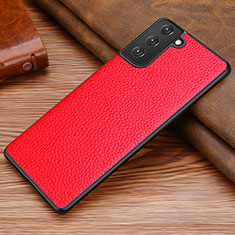 Coque Luxe Cuir Housse Etui pour Samsung Galaxy S21 Plus 5G Rouge