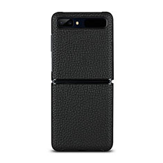 Coque Luxe Cuir Housse Etui pour Samsung Galaxy Z Flip 5G Noir