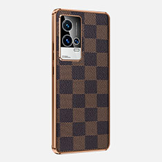 Coque Luxe Cuir Housse Etui pour Vivo iQOO 8 Pro 5G Marron