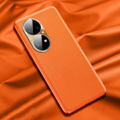 Coque Luxe Cuir Housse Etui QK1 pour Huawei P50 Orange