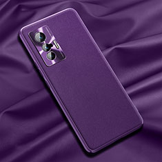 Coque Luxe Cuir Housse Etui QK1 pour Vivo X70t Violet