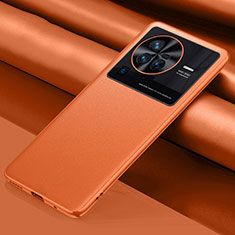 Coque Luxe Cuir Housse Etui QK1 pour Vivo X80 Pro 5G Orange