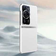 Coque Luxe Cuir Housse Etui QK2 pour Huawei P60 Blanc