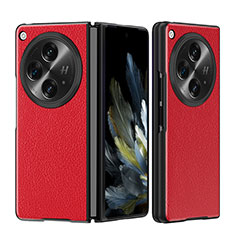 Coque Luxe Cuir Housse Etui QK3 pour Oppo Find N3 5G Rouge