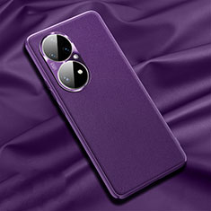 Coque Luxe Cuir Housse Etui QK4 pour Huawei P50 Violet