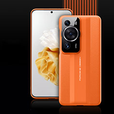 Coque Luxe Cuir Housse Etui QK5 pour Huawei P60 Orange