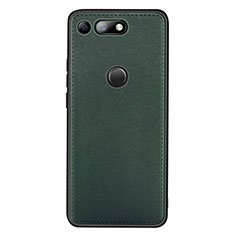 Coque Luxe Cuir Housse Etui R01 pour Huawei Honor V20 Vert