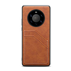 Coque Luxe Cuir Housse Etui R01 pour Huawei Mate 40 Pro+ Plus Marron