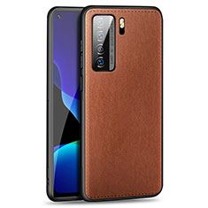 Coque Luxe Cuir Housse Etui R01 pour Huawei Nova 7 SE 5G Marron