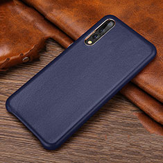 Coque Luxe Cuir Housse Etui R01 pour Huawei P20 Pro Bleu