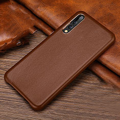 Coque Luxe Cuir Housse Etui R01 pour Huawei P20 Pro Marron