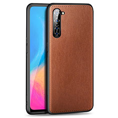 Coque Luxe Cuir Housse Etui R01 pour Oppo A91 Marron