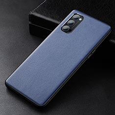 Coque Luxe Cuir Housse Etui R01 pour Oppo Reno4 Pro 5G Bleu