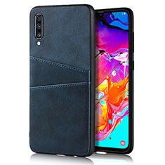 Coque Luxe Cuir Housse Etui R01 pour Samsung Galaxy A70 Bleu