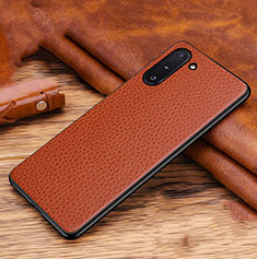 Coque Luxe Cuir Housse Etui R01 pour Samsung Galaxy Note 10 Marron