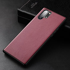 Coque Luxe Cuir Housse Etui R01 pour Samsung Galaxy Note 10 Plus 5G Rouge