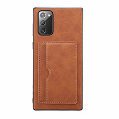 Coque Luxe Cuir Housse Etui R01 pour Samsung Galaxy Note 20 5G Marron