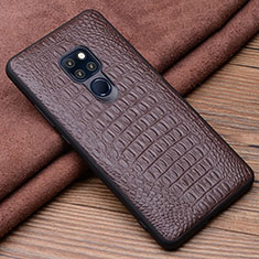 Coque Luxe Cuir Housse Etui R02 pour Huawei Mate 20 Marron