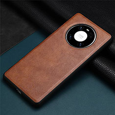 Coque Luxe Cuir Housse Etui R02 pour Huawei Mate 40E Pro 4G Marron