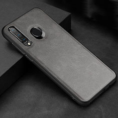 Coque Luxe Cuir Housse Etui R02 pour Huawei Nova 4e Gris