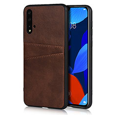 Coque Luxe Cuir Housse Etui R02 pour Huawei Nova 5 Pro Marron