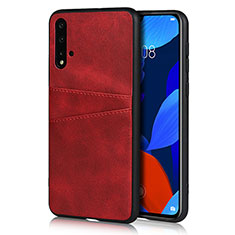 Coque Luxe Cuir Housse Etui R02 pour Huawei Nova 5 Pro Rouge