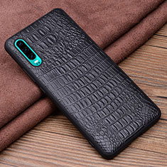 Coque Luxe Cuir Housse Etui R02 pour Huawei P30 Noir