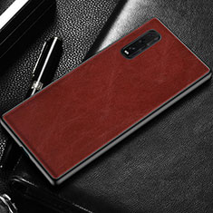 Coque Luxe Cuir Housse Etui R02 pour Oppo Find X2 Rouge