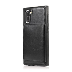 Coque Luxe Cuir Housse Etui R02 pour Samsung Galaxy Note 10 Noir