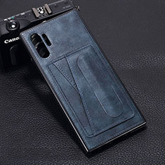 Coque Luxe Cuir Housse Etui R02 pour Samsung Galaxy Note 10 Plus 5G Bleu