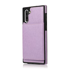 Coque Luxe Cuir Housse Etui R02 pour Samsung Galaxy Note 10 Violet