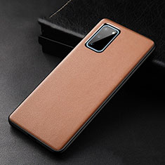 Coque Luxe Cuir Housse Etui R02 pour Samsung Galaxy S20 5G Orange