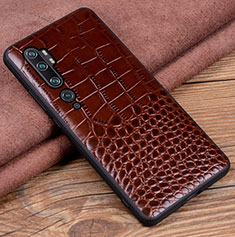 Coque Luxe Cuir Housse Etui R02 pour Xiaomi Mi Note 10 Marron