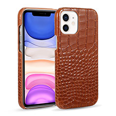 Coque Luxe Cuir Housse Etui R03 pour Apple iPhone 12 Marron