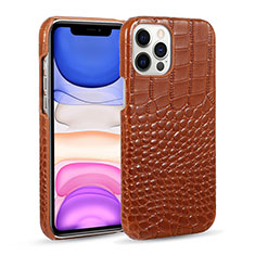 Coque Luxe Cuir Housse Etui R03 pour Apple iPhone 12 Pro Max Marron