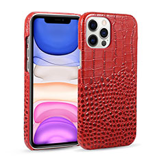 Coque Luxe Cuir Housse Etui R03 pour Apple iPhone 12 Pro Rouge