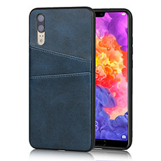 Coque Luxe Cuir Housse Etui R03 pour Huawei P20 Bleu