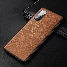 Coque Luxe Cuir Housse Etui R03 pour Oppo Reno4 5G Marron