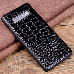 Coque Luxe Cuir Housse Etui R03 pour Samsung Galaxy S10 Plus Noir