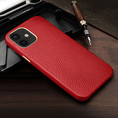 Coque Luxe Cuir Housse Etui R04 pour Apple iPhone 12 Mini Rouge