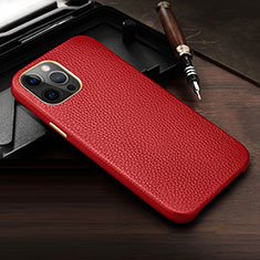 Coque Luxe Cuir Housse Etui R04 pour Apple iPhone 12 Pro Max Rouge