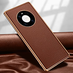 Coque Luxe Cuir Housse Etui R04 pour Huawei Mate 40E Pro 4G Marron