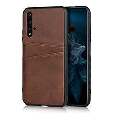 Coque Luxe Cuir Housse Etui R04 pour Huawei Nova 5T Marron