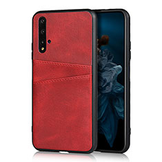 Coque Luxe Cuir Housse Etui R04 pour Huawei Nova 5T Rouge